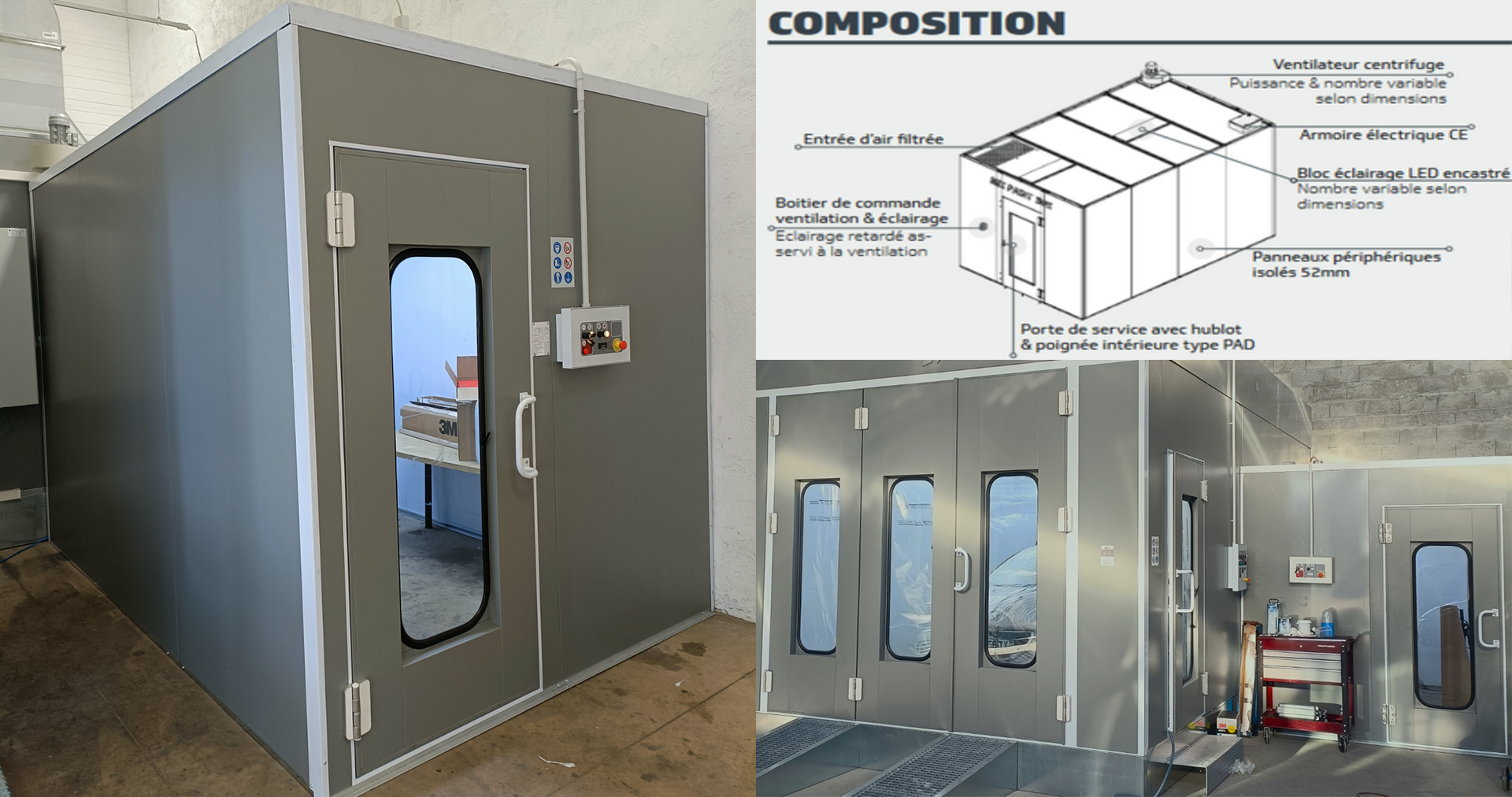 Cabine bois industrielle — Menuiseries Leblanc